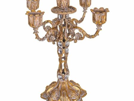 Candle Holder Alexandra House Living Golden Iron 17 x 25 x 17 cm For Sale