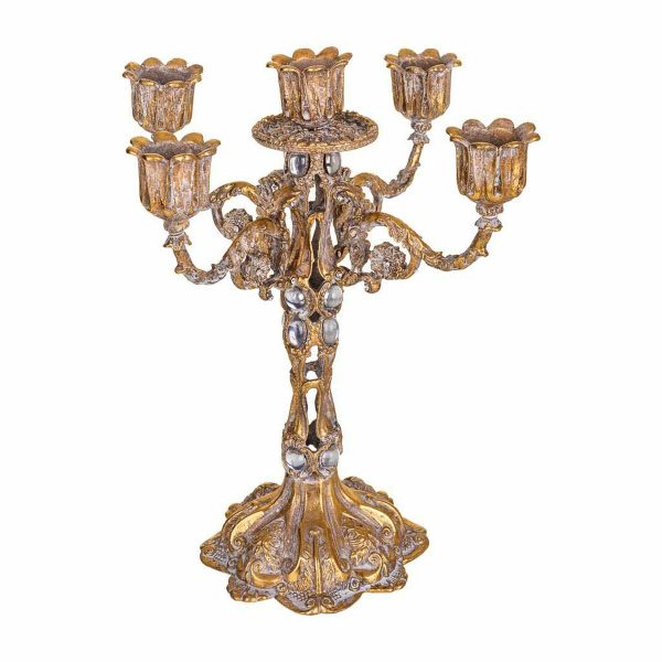 Candle Holder Alexandra House Living Golden Iron 17 x 25 x 17 cm For Sale